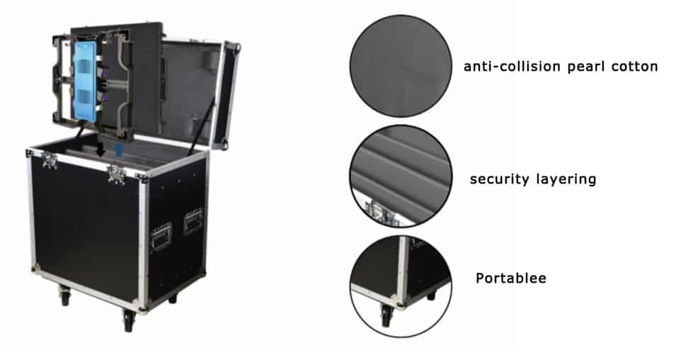 The led display will be paced by portable flight case.