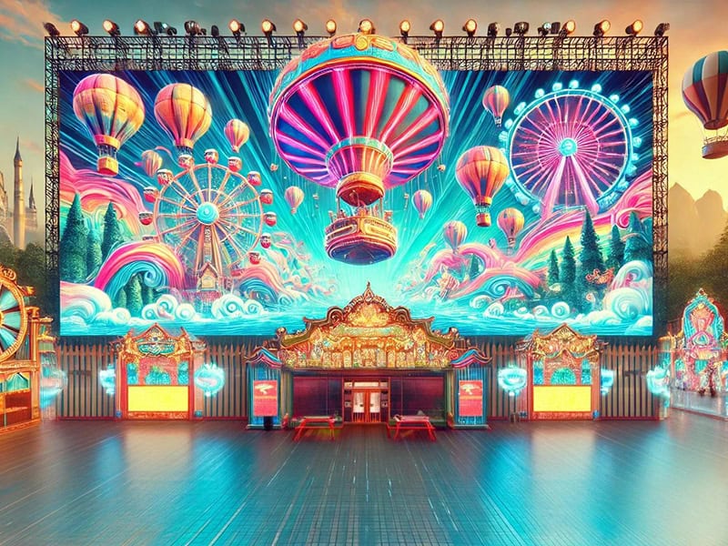 entertainment retail storefront with a high-quality outdoor LED display