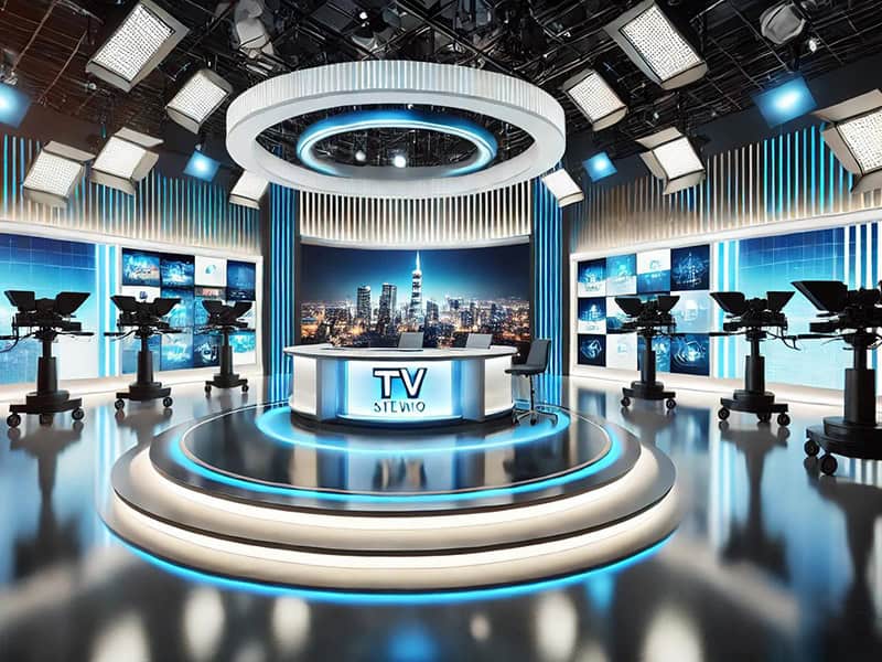 modern TV studio with LED screens