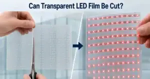 Transparent LED film cutting and power-on test