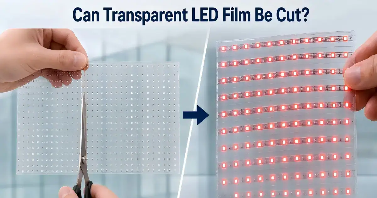 Transparent LED film cutting and power-on test