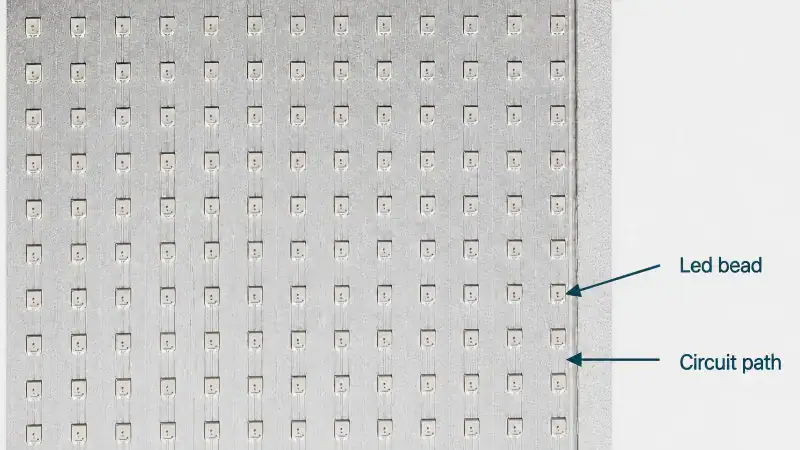LED beads, circuit layout on transparent LED film