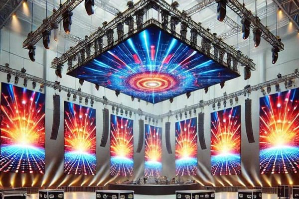 hanging large event setup with rental LED displays